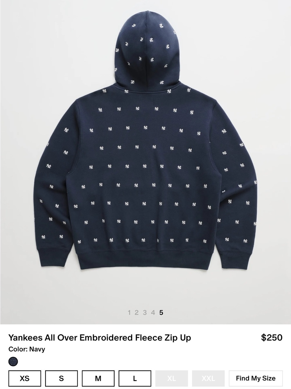 Madhappy Navy Embroidered All-Over Zip-Up Hoodie
